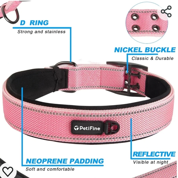 🌴 NWT PetiFine Neoprene Light Pink Padded Dog Collar 🩷 - Picture 5 of 7